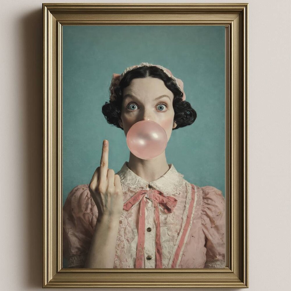 8.5x11 Vintage Bubblegum Girl with Attitude Print